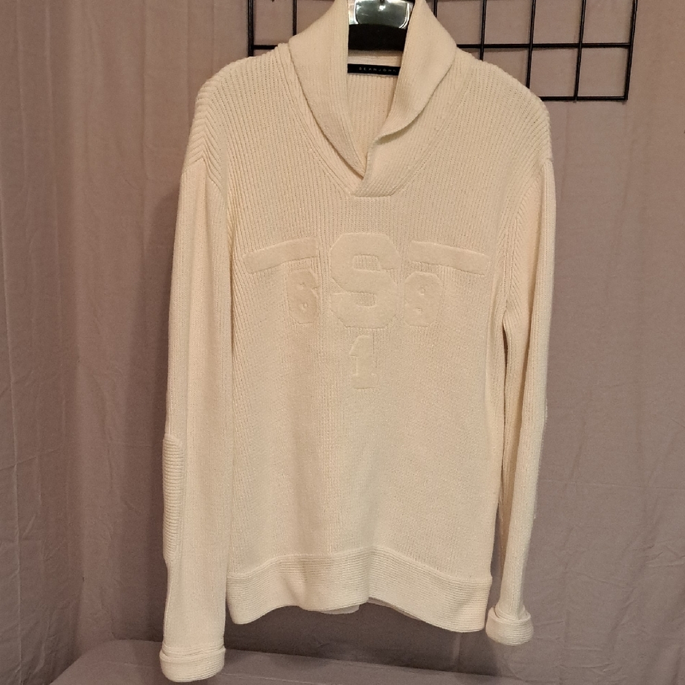 Sean John Cream Cowl Neck Sweater